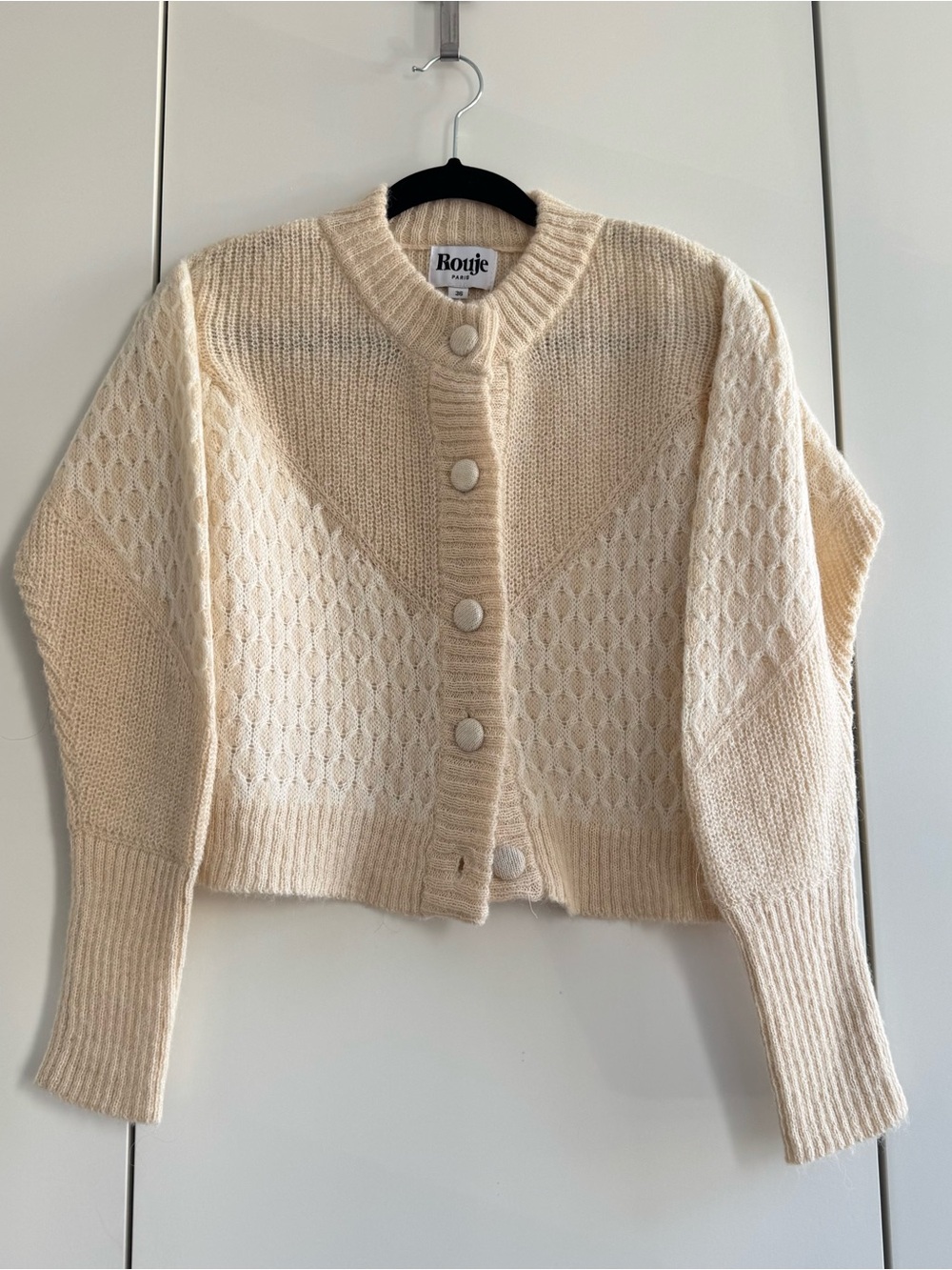 Rouje Cream Button-Front Knit Cardigan 36
